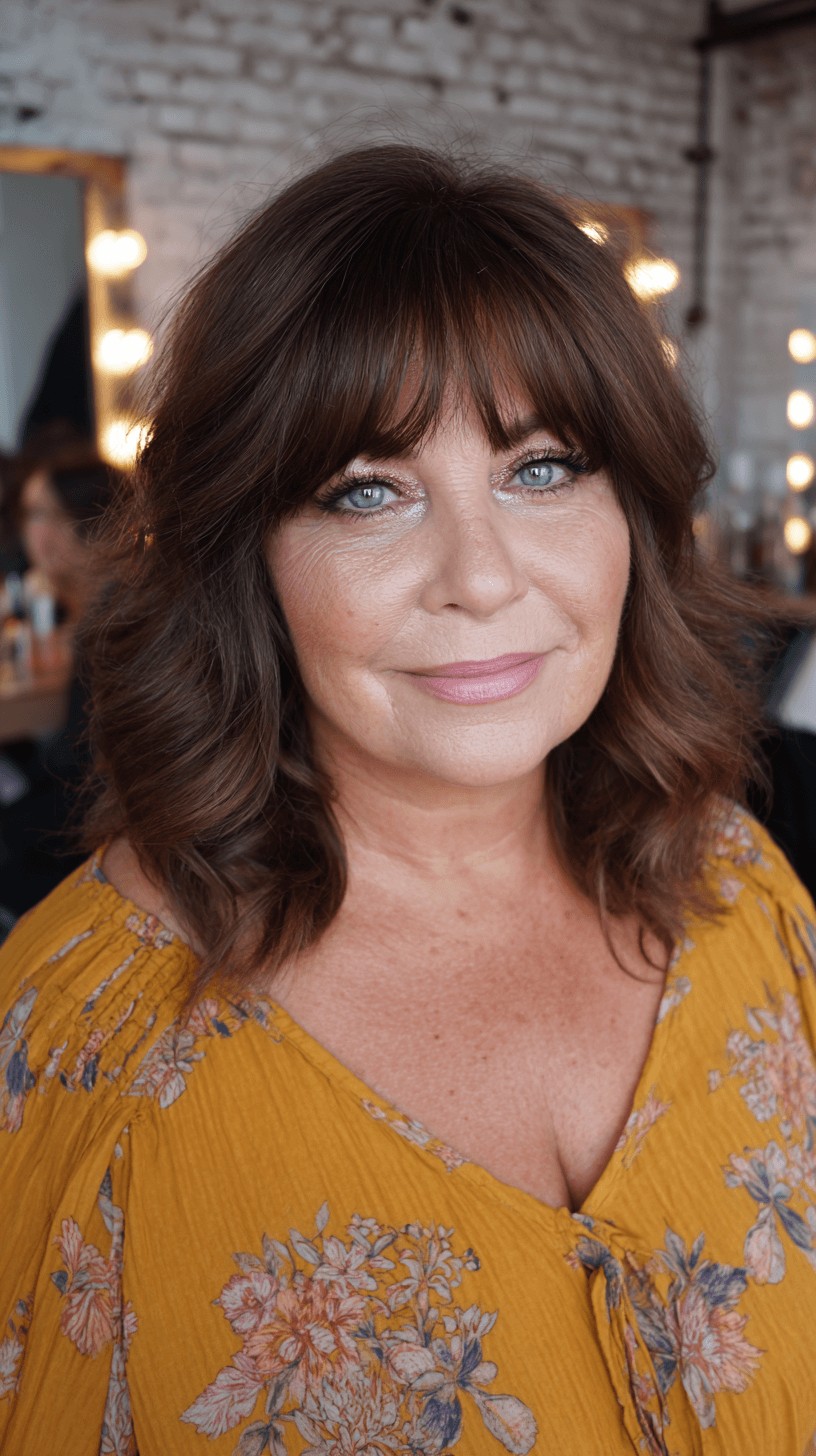 Chic Shoulder-Length Cut with Soft Waves and Face-Framing Bangs