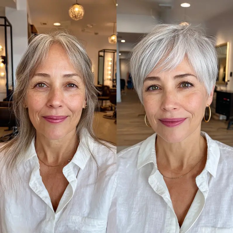 Chic Silvery Pixie with Textured Layers