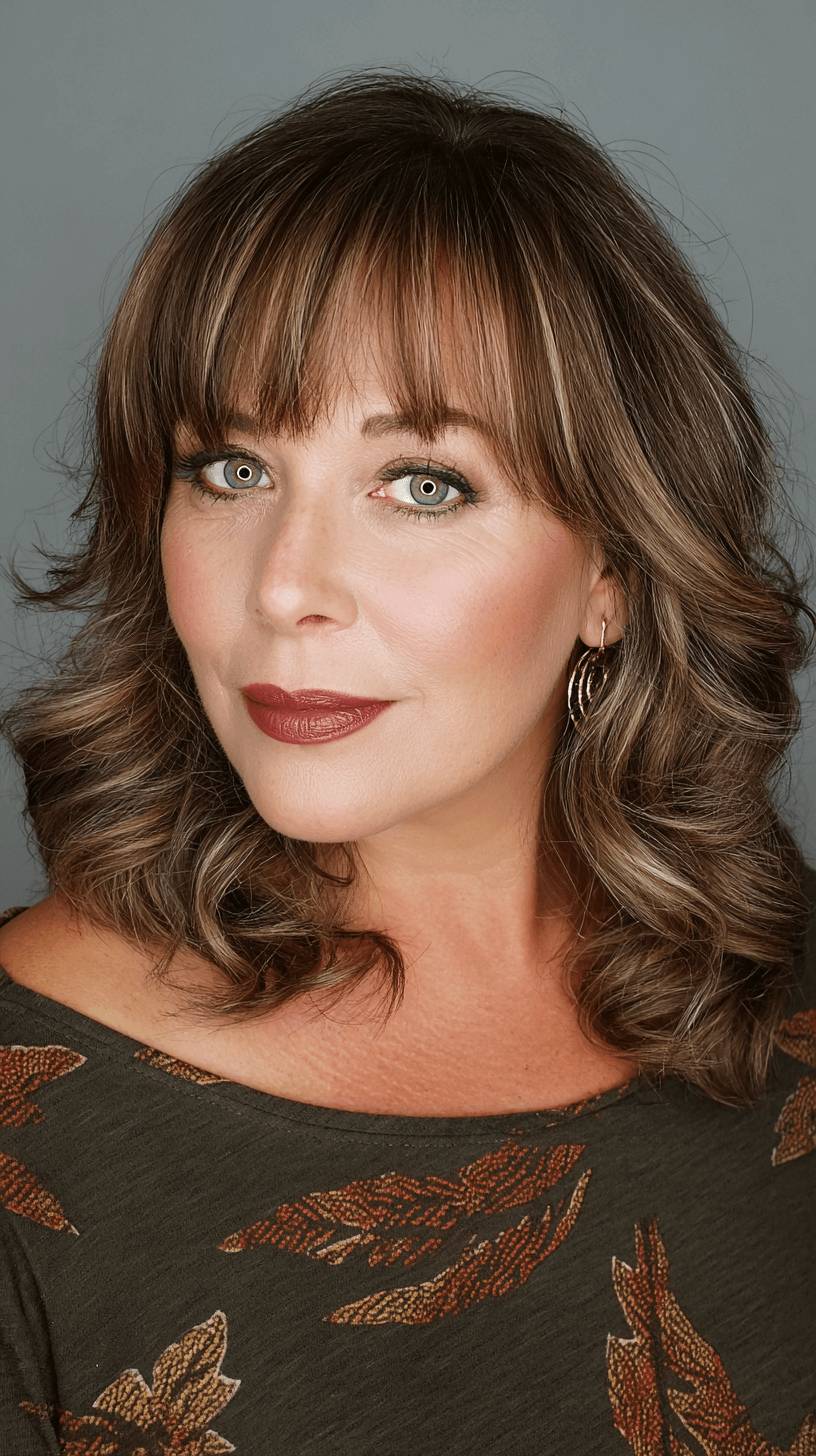 Chic Softly Curled Lob with Bangs