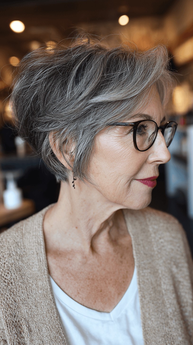 Chic Textured Gray Pixie Cut with Soft Volume