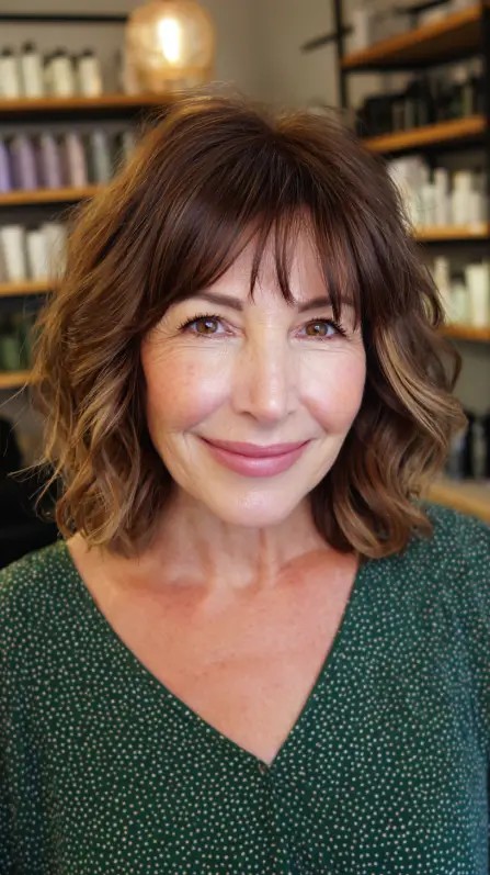 Chic Textured Lob with Soft Curls