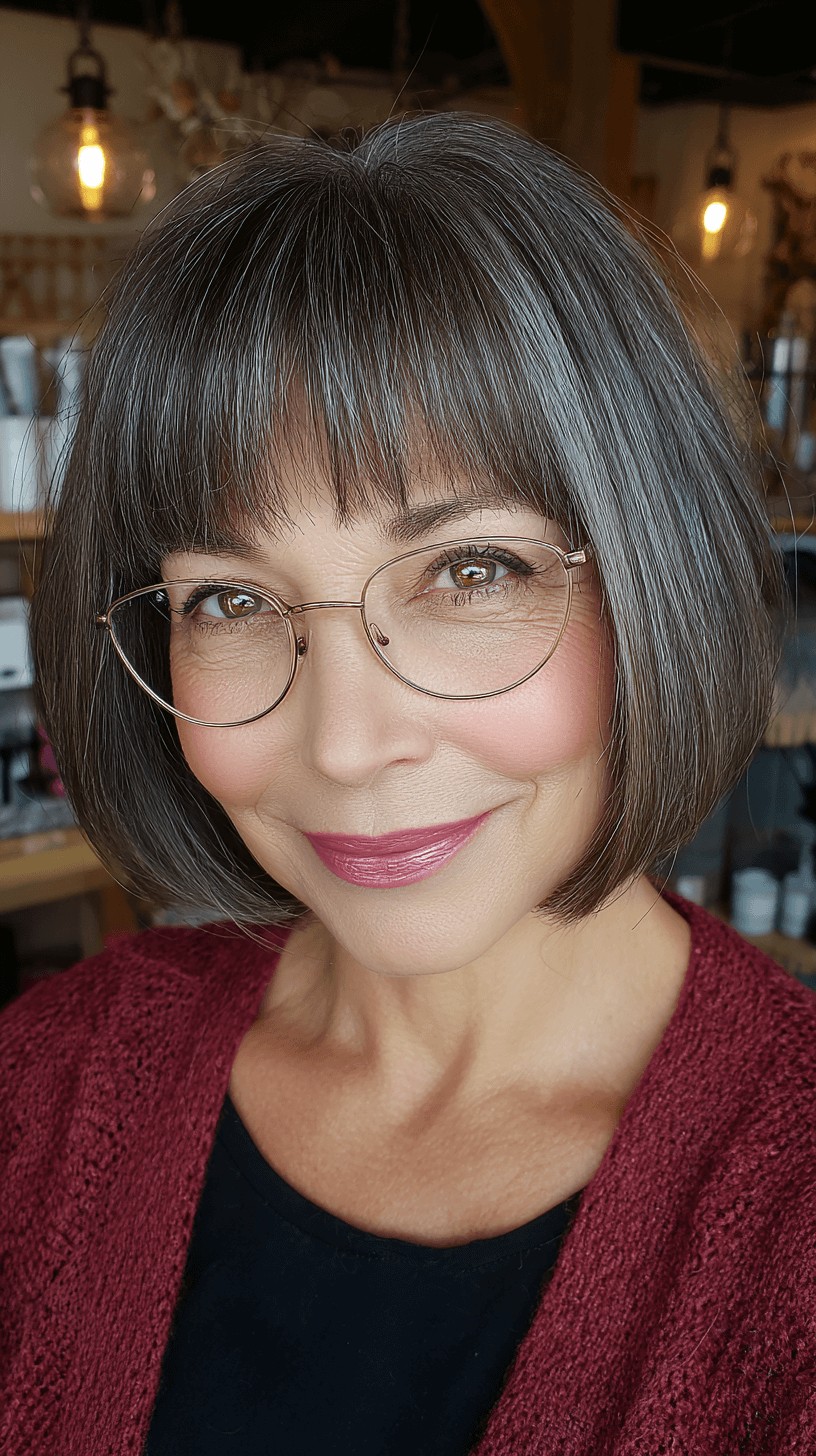 Chic Textured Pageboy Bob with Straight Bangs