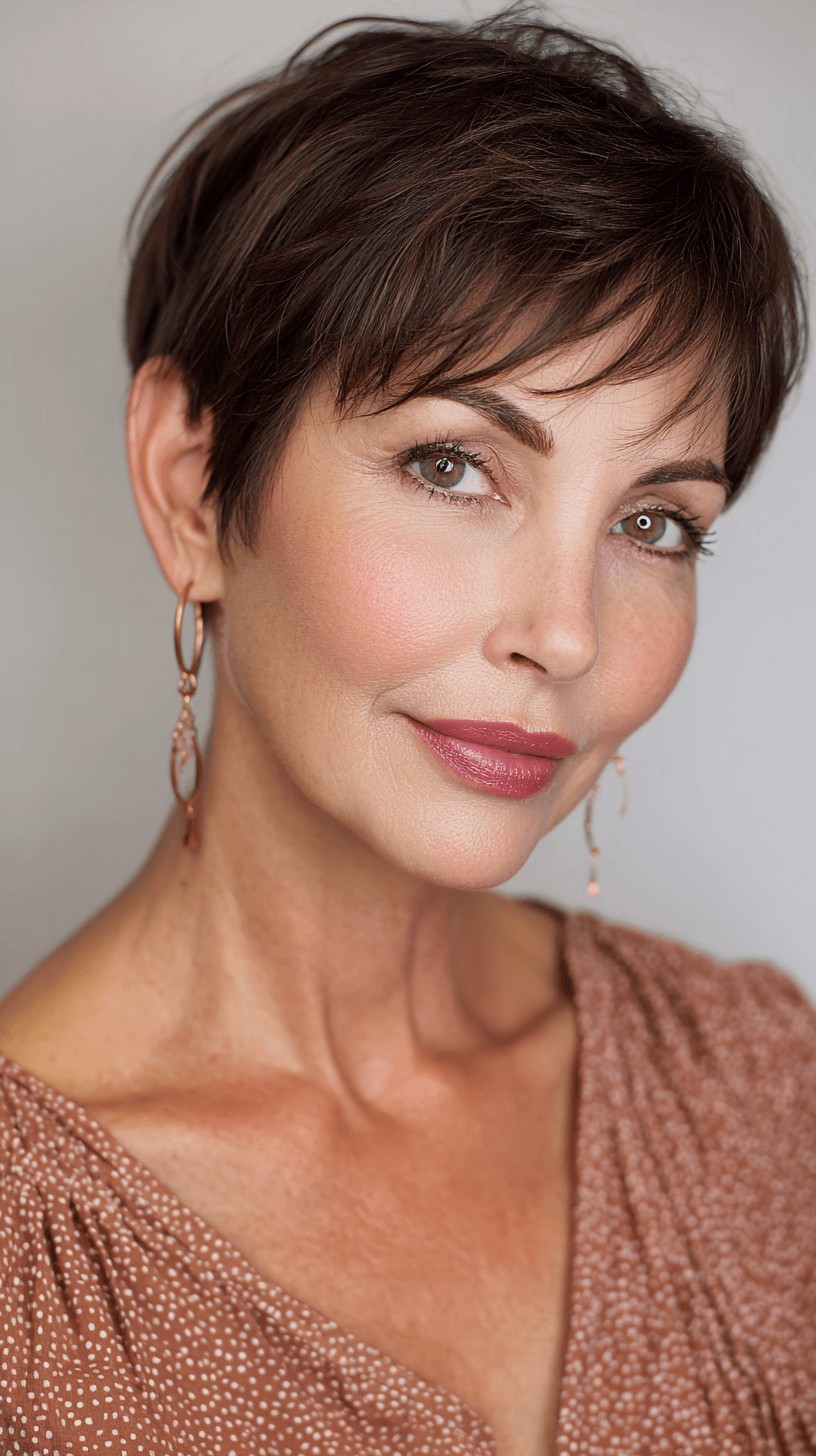 Chic Textured Short Crop with Soft Fringe