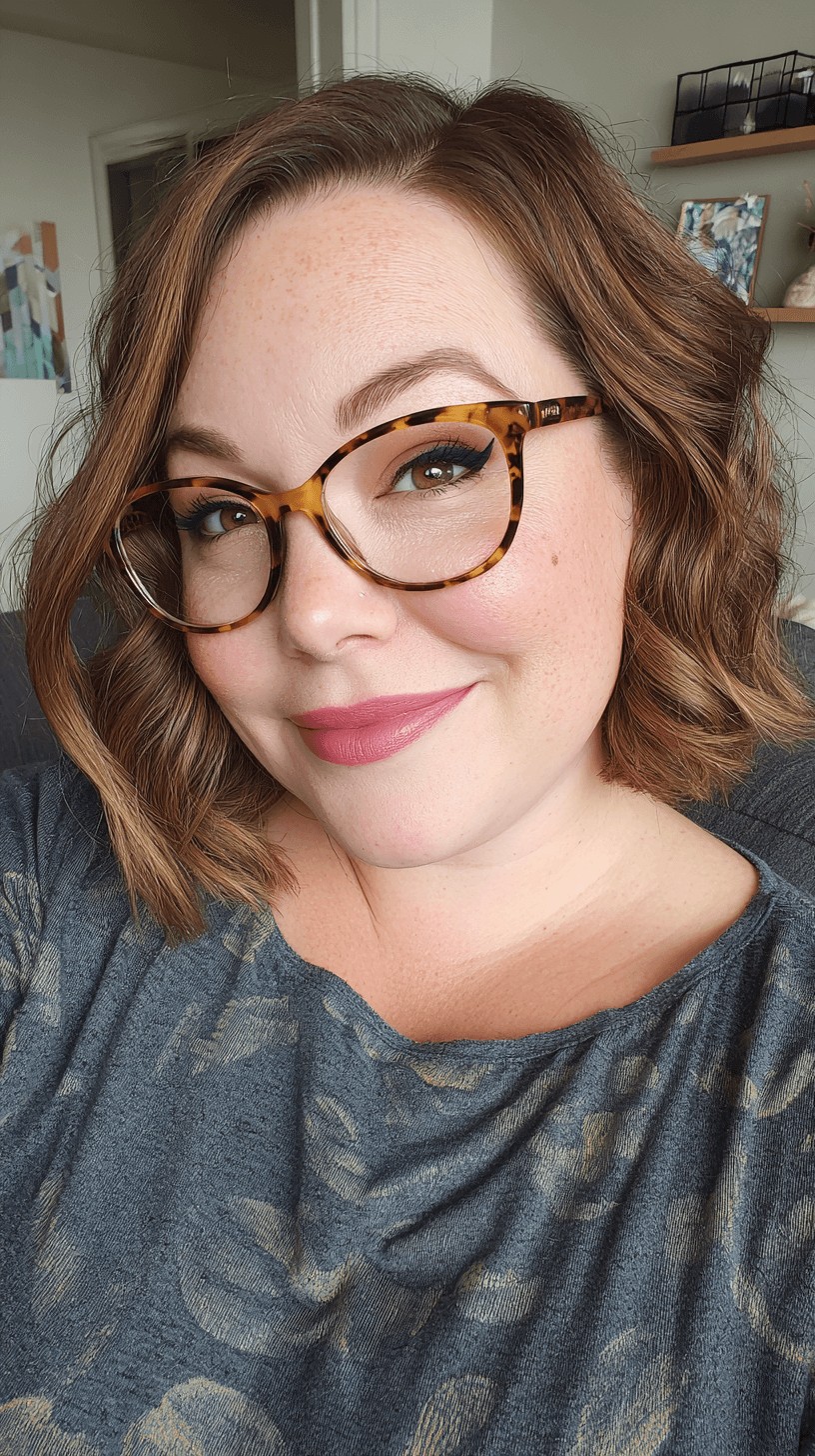 Chic Textured Wavy Bob with Side-Swept Bangs