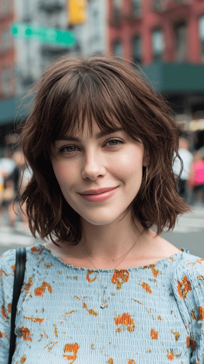Chic Wavy Bob with Curtain Bangs