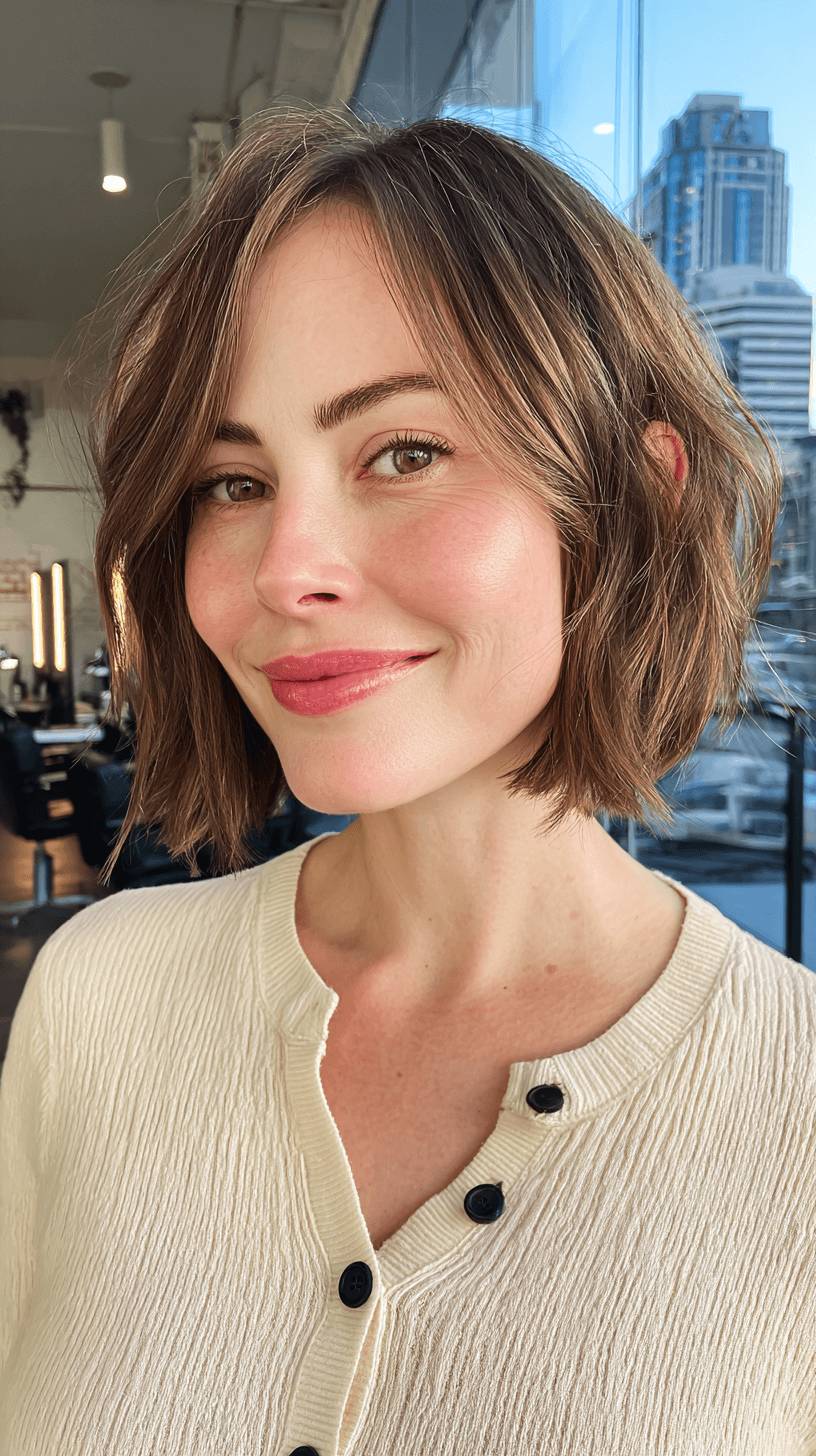 Chic Wavy Bob with Subtle Face-Framing Layers