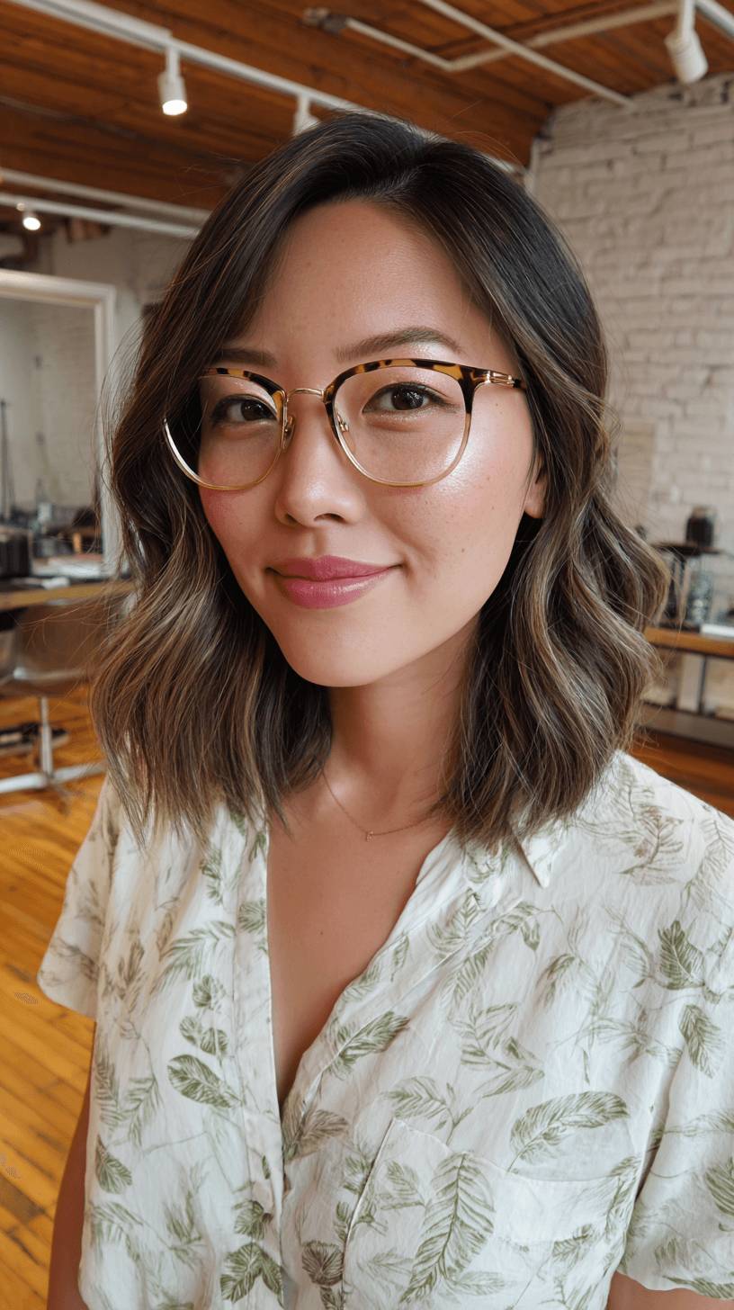 Chic Wavy Lob with Subtle Highlights