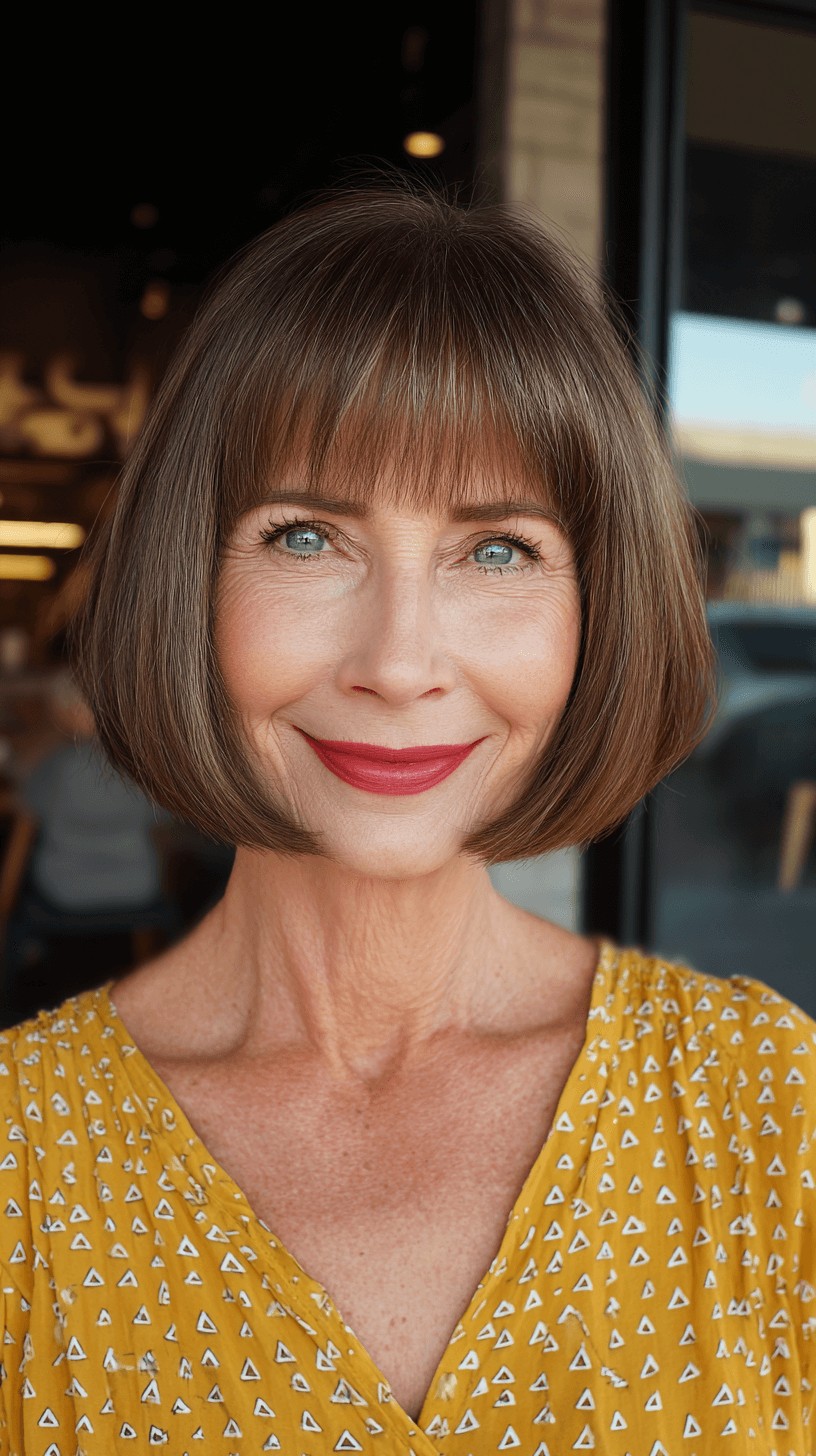 Classic Blunt Pageboy Bob with Textured Bangs