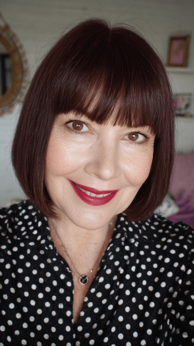 Classic Burgundy Pageboy Bob with Soft Bangs