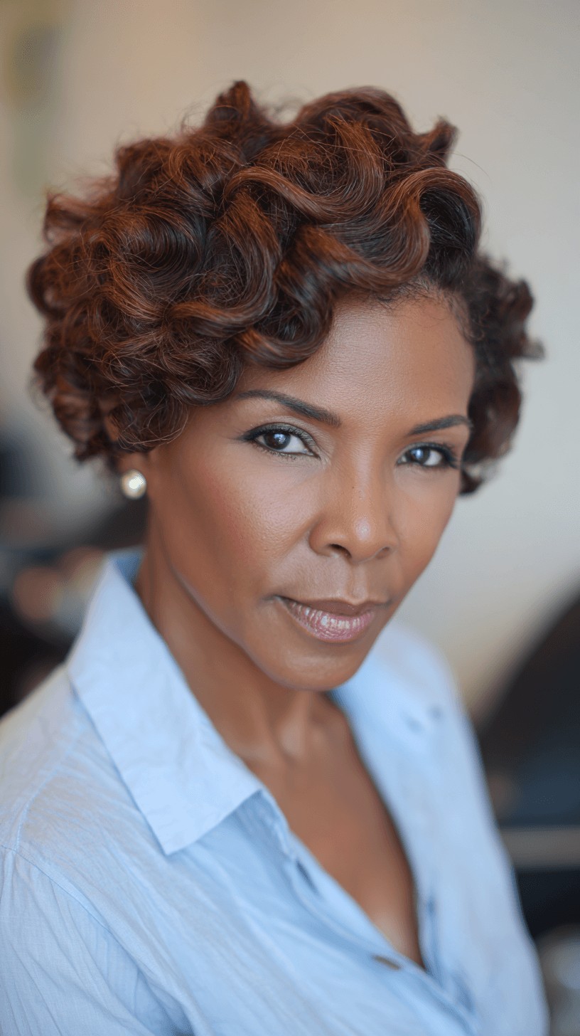 Classic Curly Crop with Warm Undertones