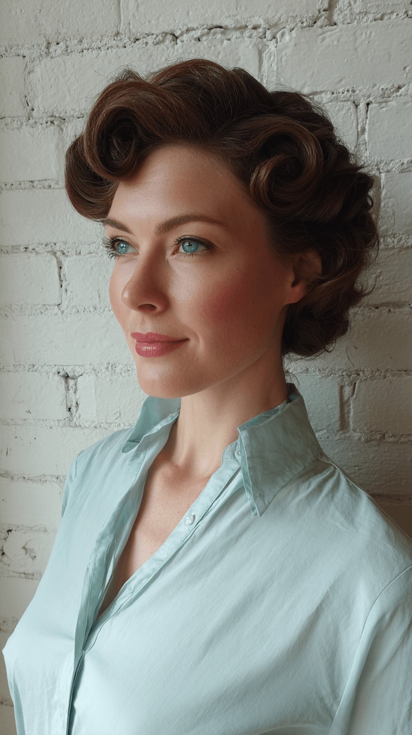 Classic Retro-Inspired Curled Bob with Defined Waves