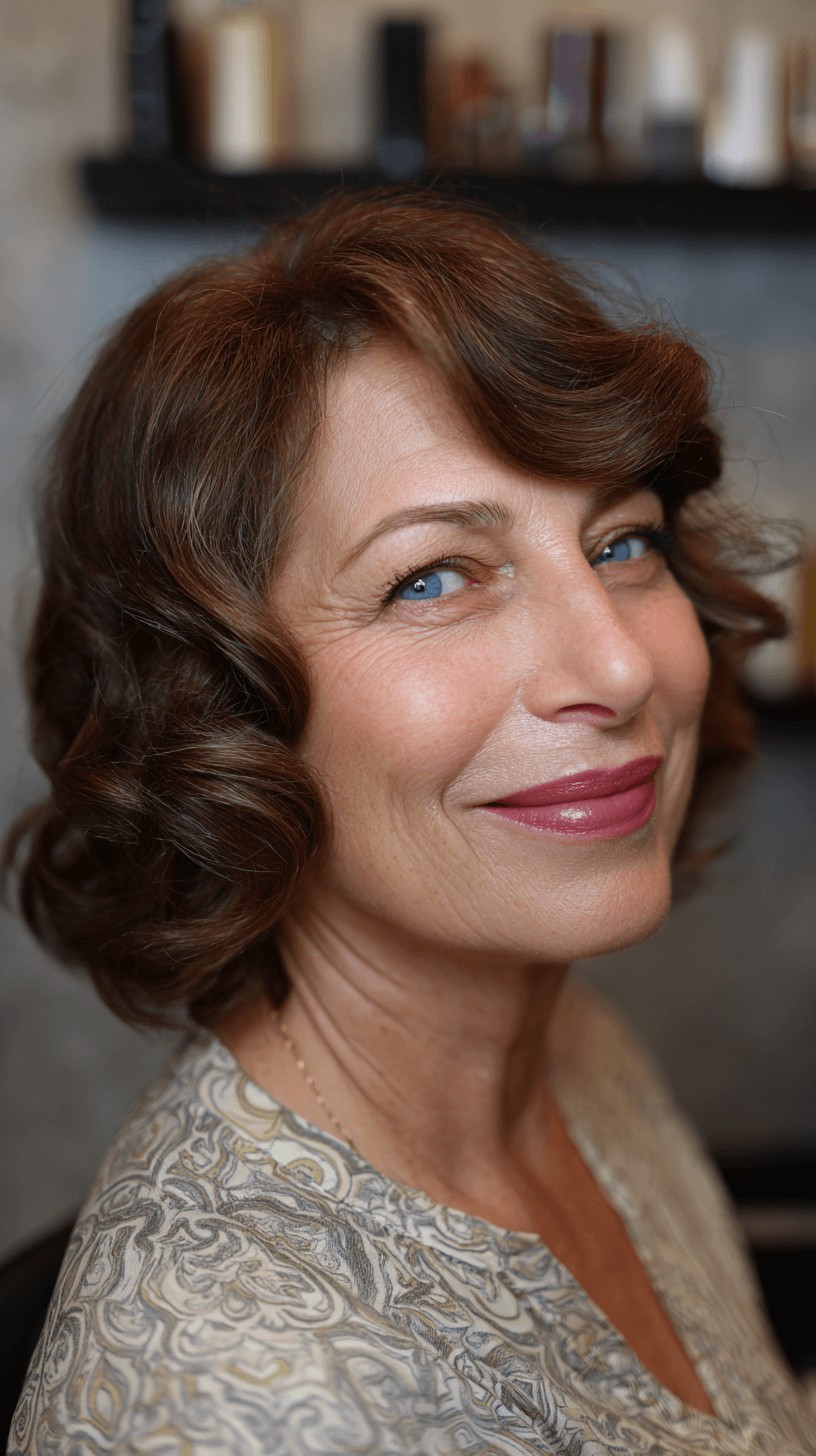 Classic Retro-Inspired Soft Curly Lob