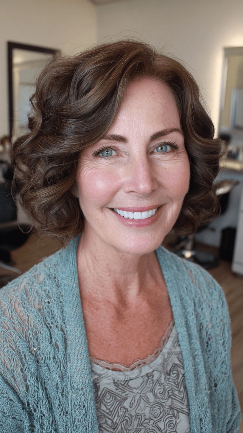 Classic Voluminous Curly Lob with Soft Layers