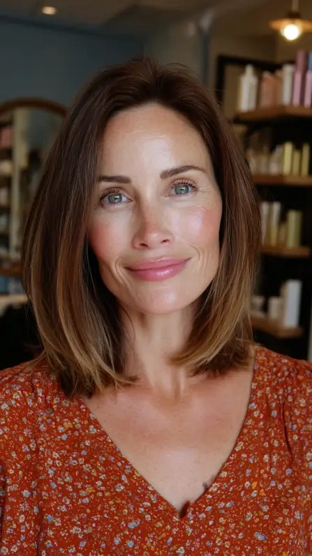 Elegant Shoulder-Length Blunt Cut with Soft Face-Frame