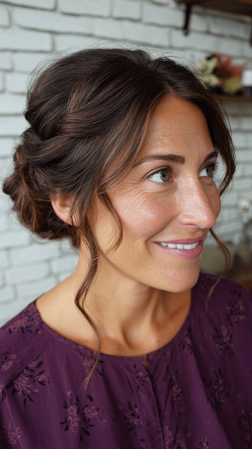 Elegant Soft Updo with Face-Framing Tendrils