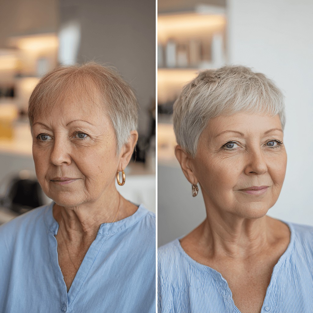 Fresh Textured Silver Crop with Soft Bangs