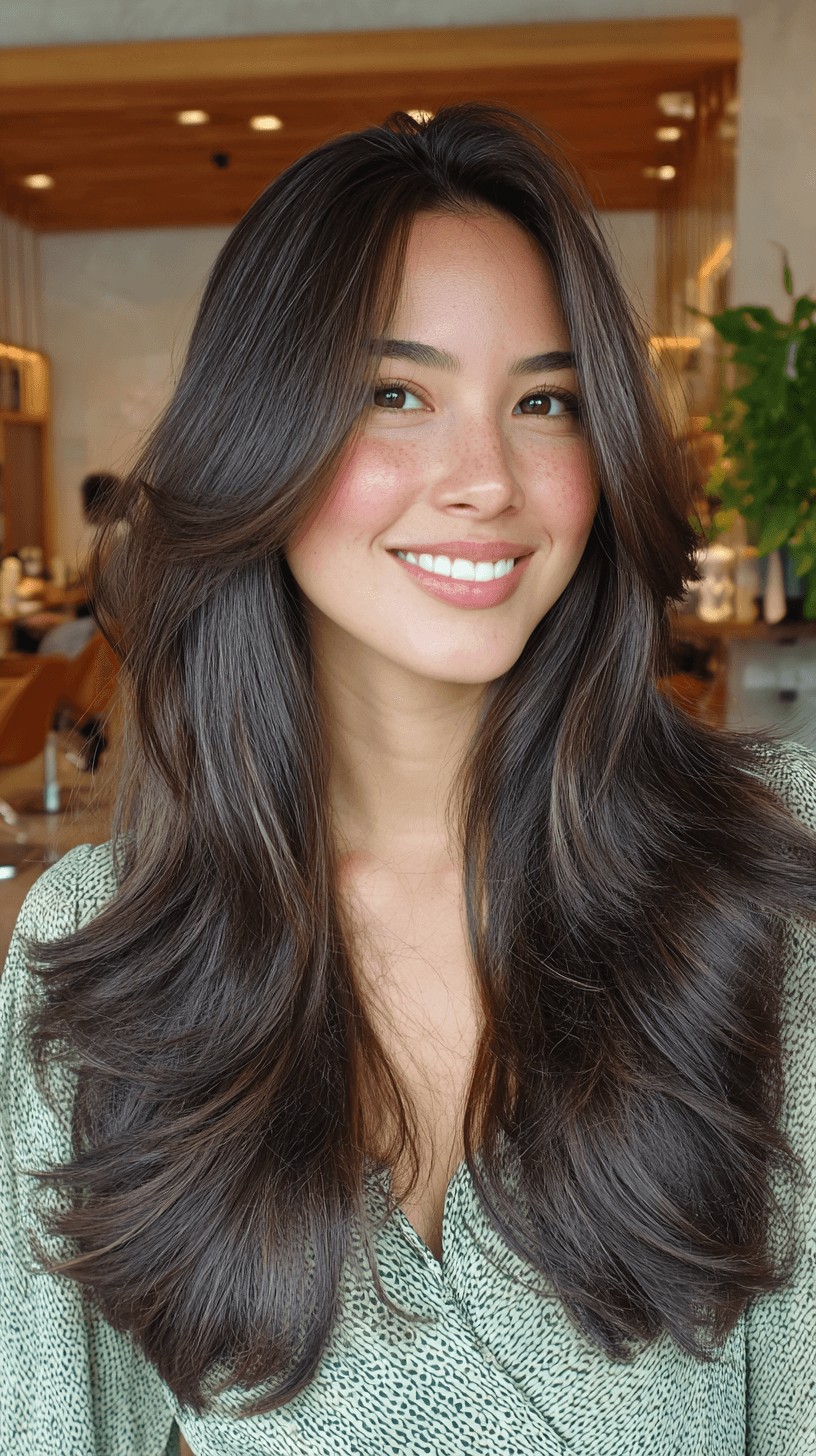 Glossy Long Layers with Subtle Dimensions