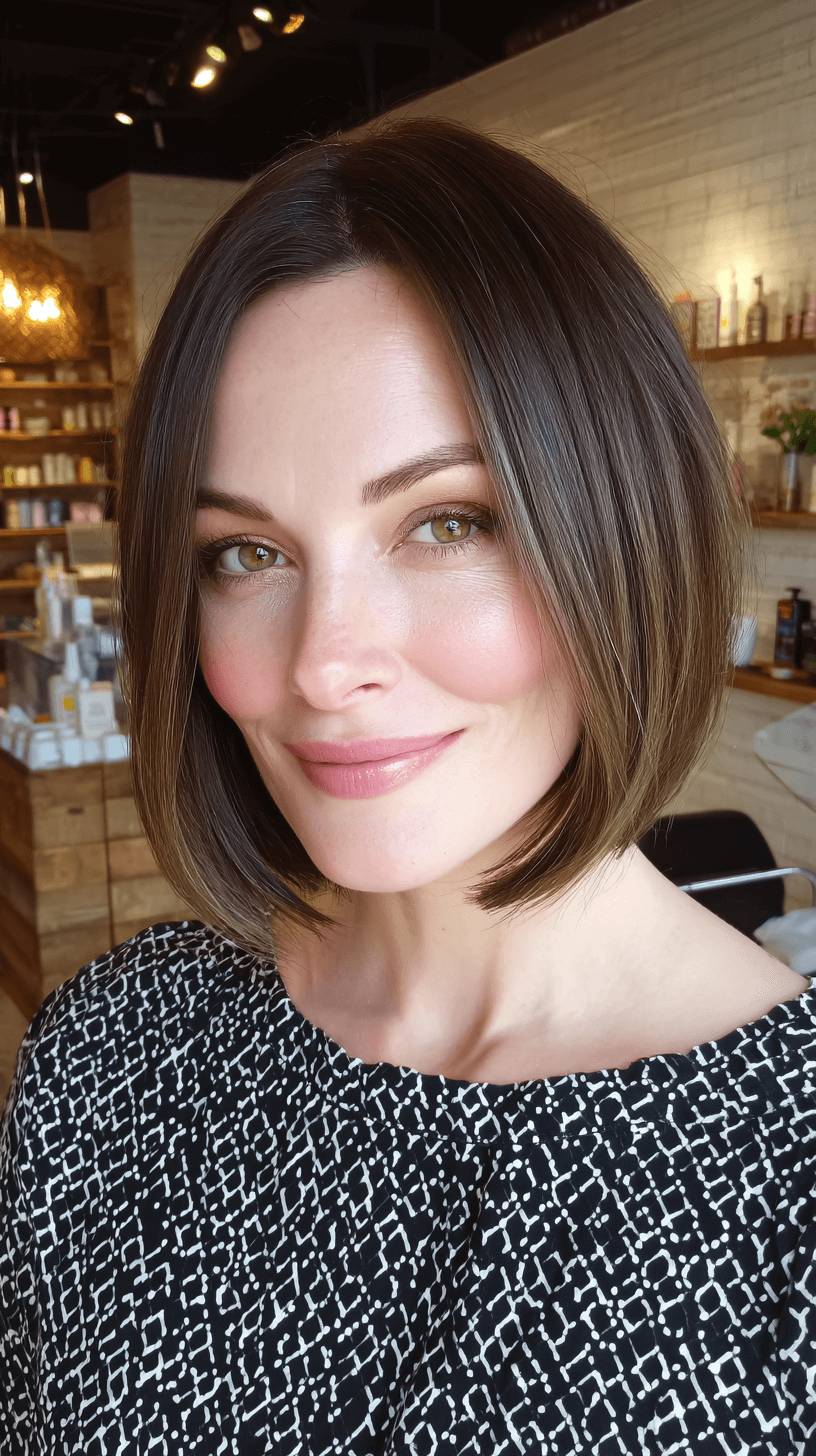 Modern Smooth Chin-Length Bob with Dimension