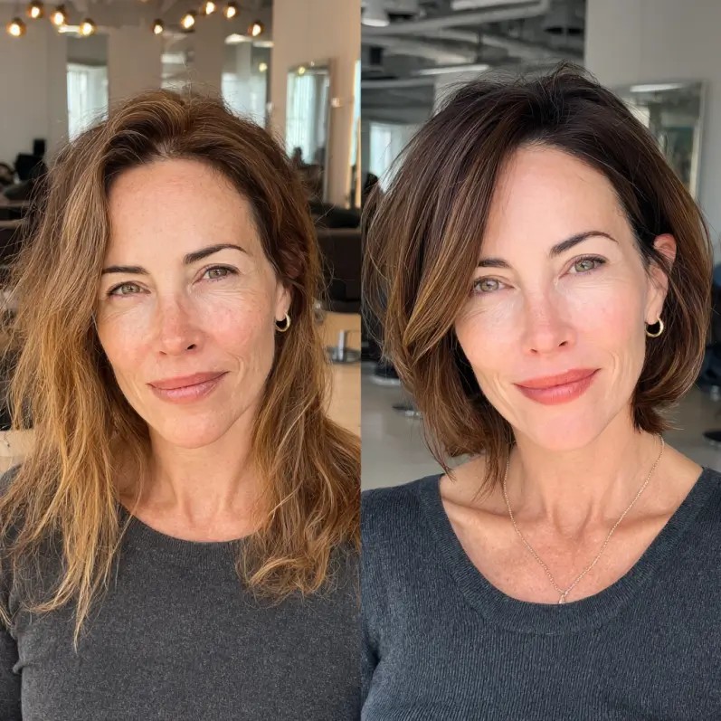 Modern Textured A-Line Bob with Natural Highlights