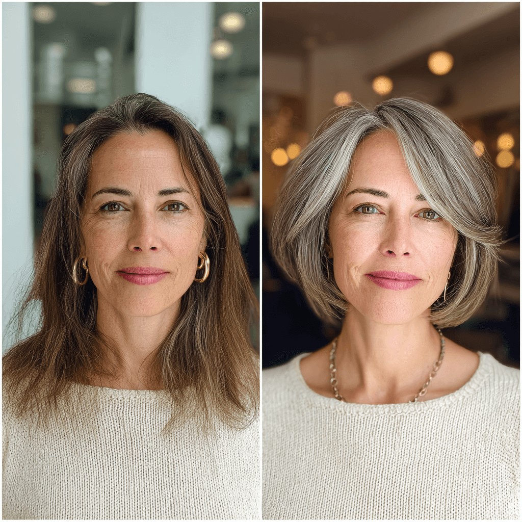 Modern Textured Bob with Subtle Silver Highlights