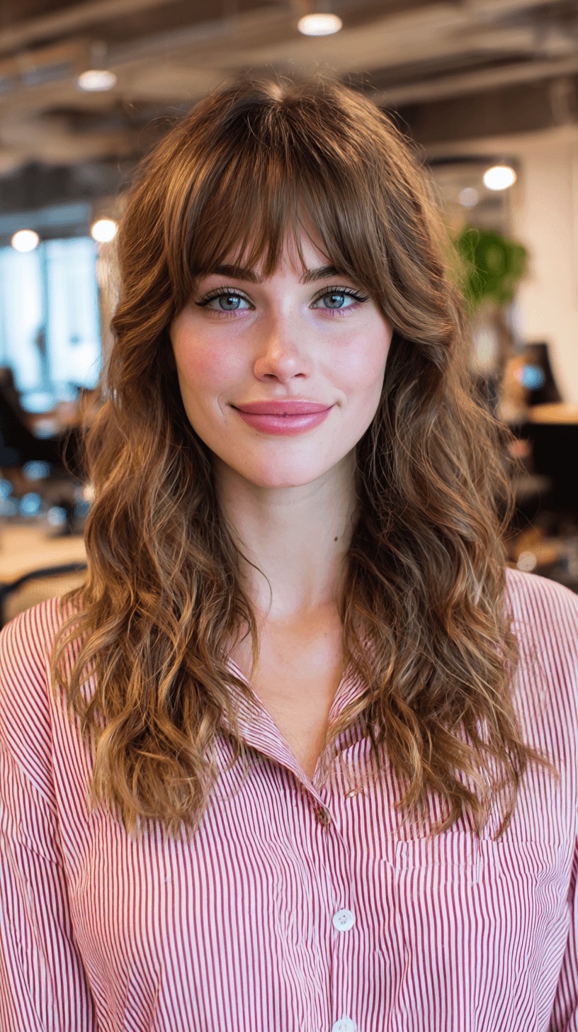 Modern Textured Curtain Bangs with Gentle Layers