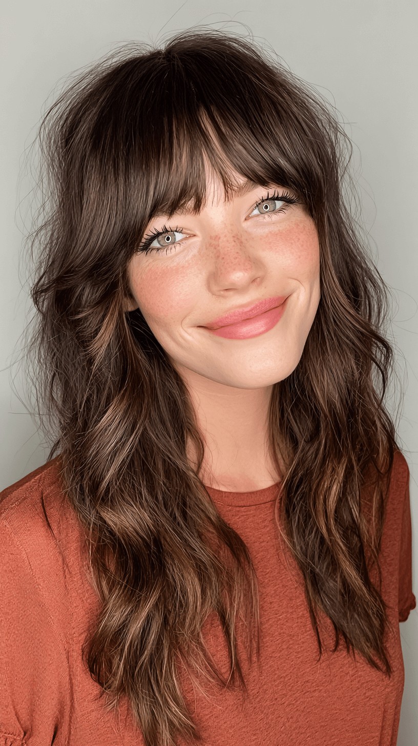 Modern Textured Curtain Bangs with Soft Layers