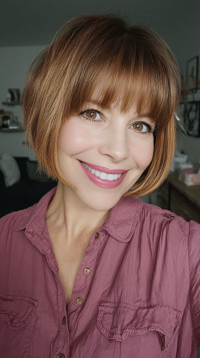 Modern Textured Pageboy Bob with Soft Fringe