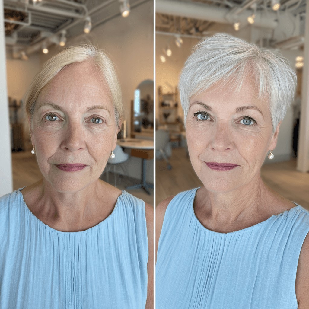 Modern Textured Silver Pixie with Soft Volume