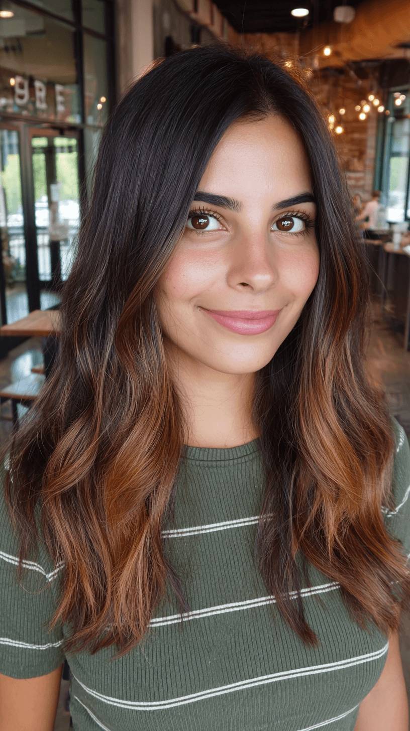 Radiant Long Layered Cut with Warm Caramel Highlights