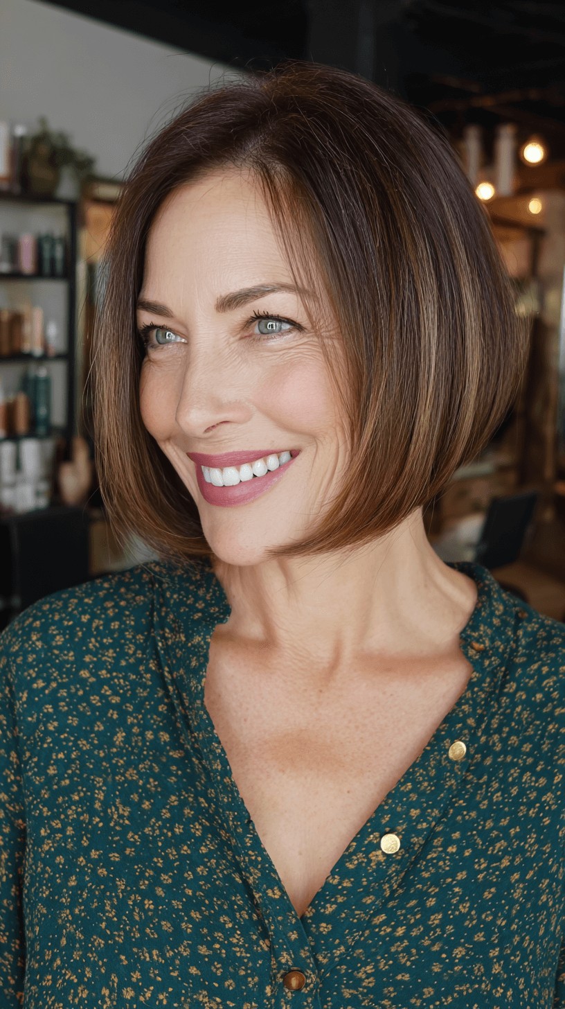 Sleek Brown Blunt Bob with Subtle Shine