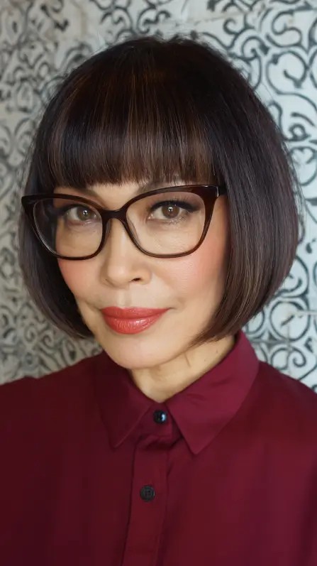 Sleek Chin-Length Bob with Soft Bangs