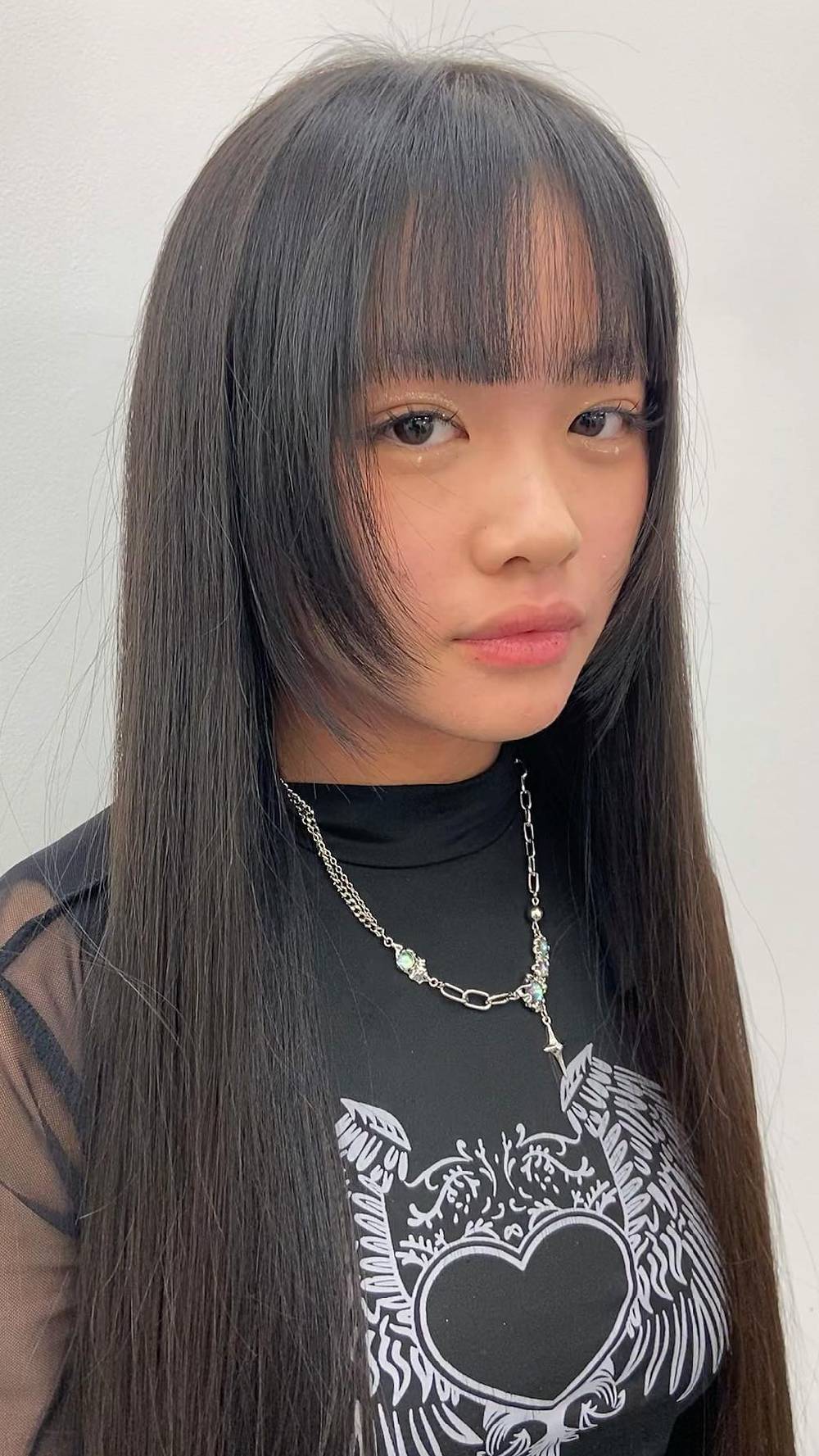 Sleek Hime Cut with Side-Swept Bangs