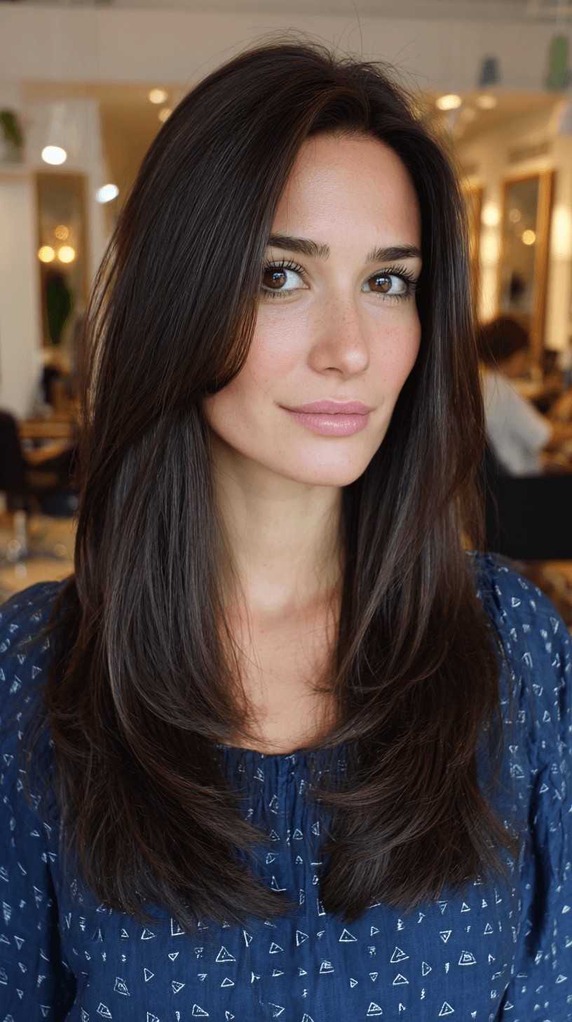 Sleek Long Layers with Face-Framing Dimensions