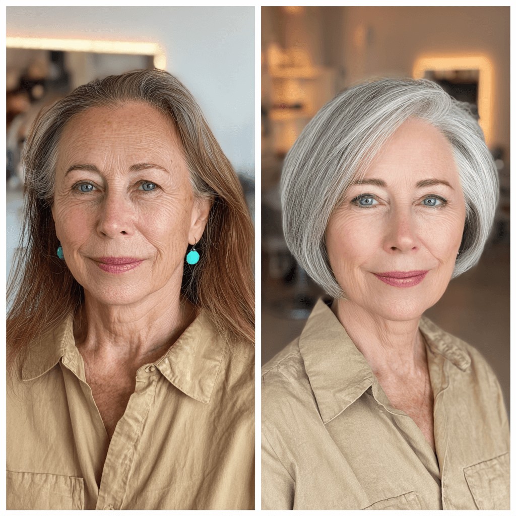 Sleek Silver A-Line Bob with Soft Layers