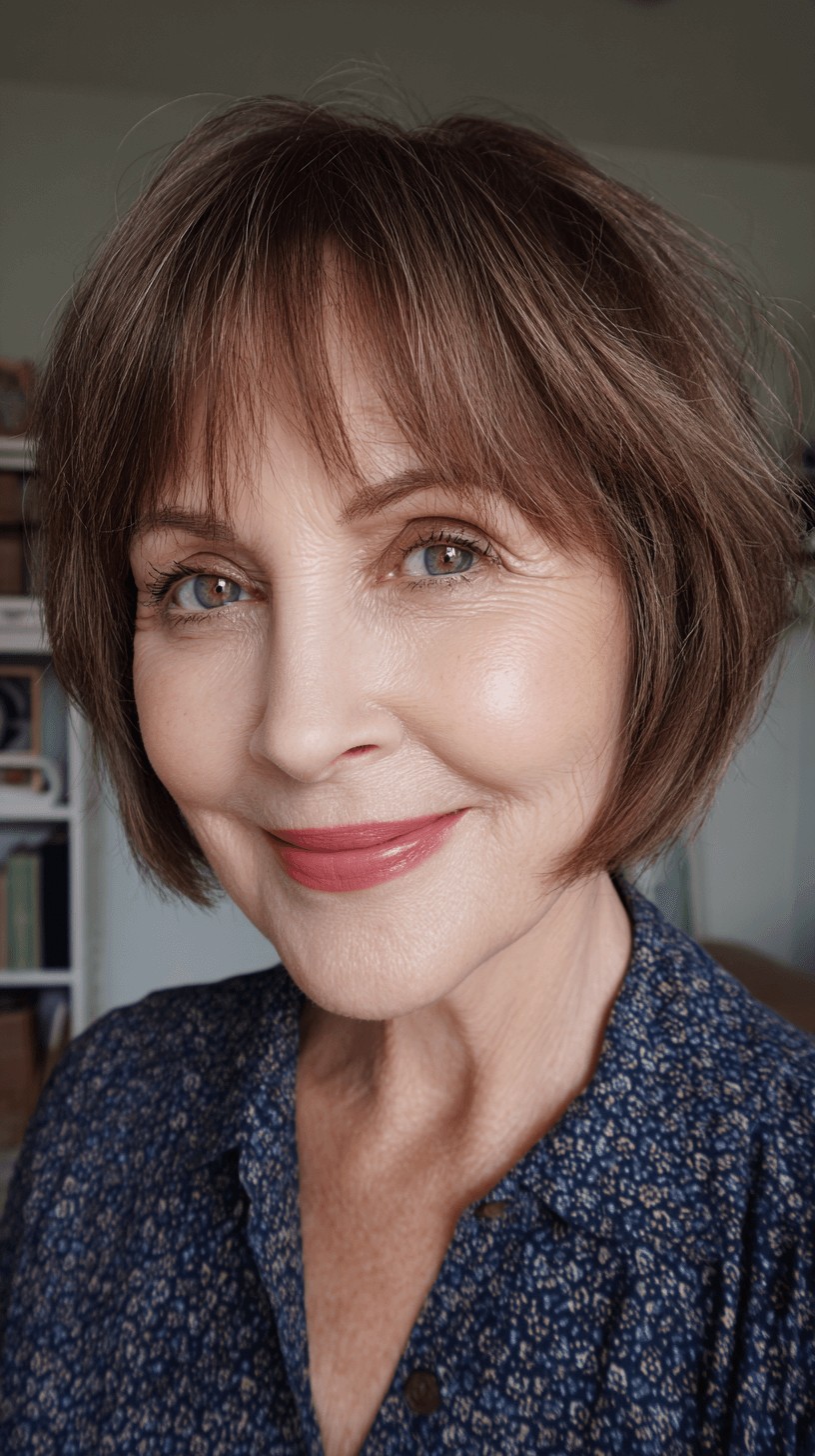 Sleek Textured Bob with Soft Bangs
