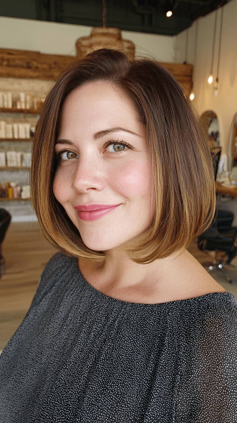 Softly Blended Caramel Bob with Subtle Layers