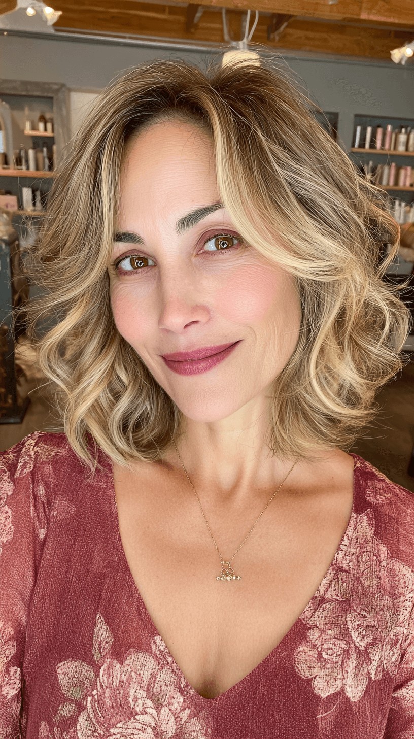 Softly Defined Beachy Waves with Dimensional Blonde Highlights