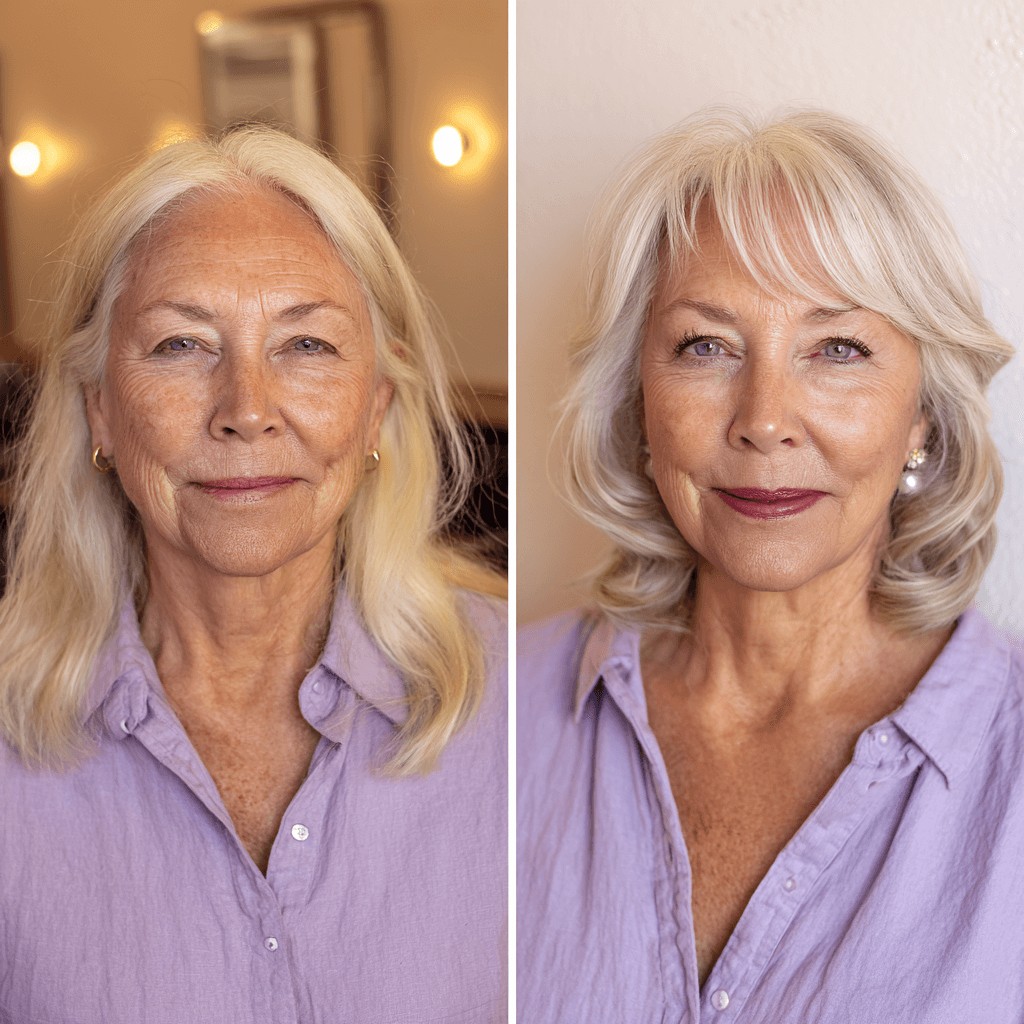 Softly Layered Silver Cut with Face-Frame Bangs