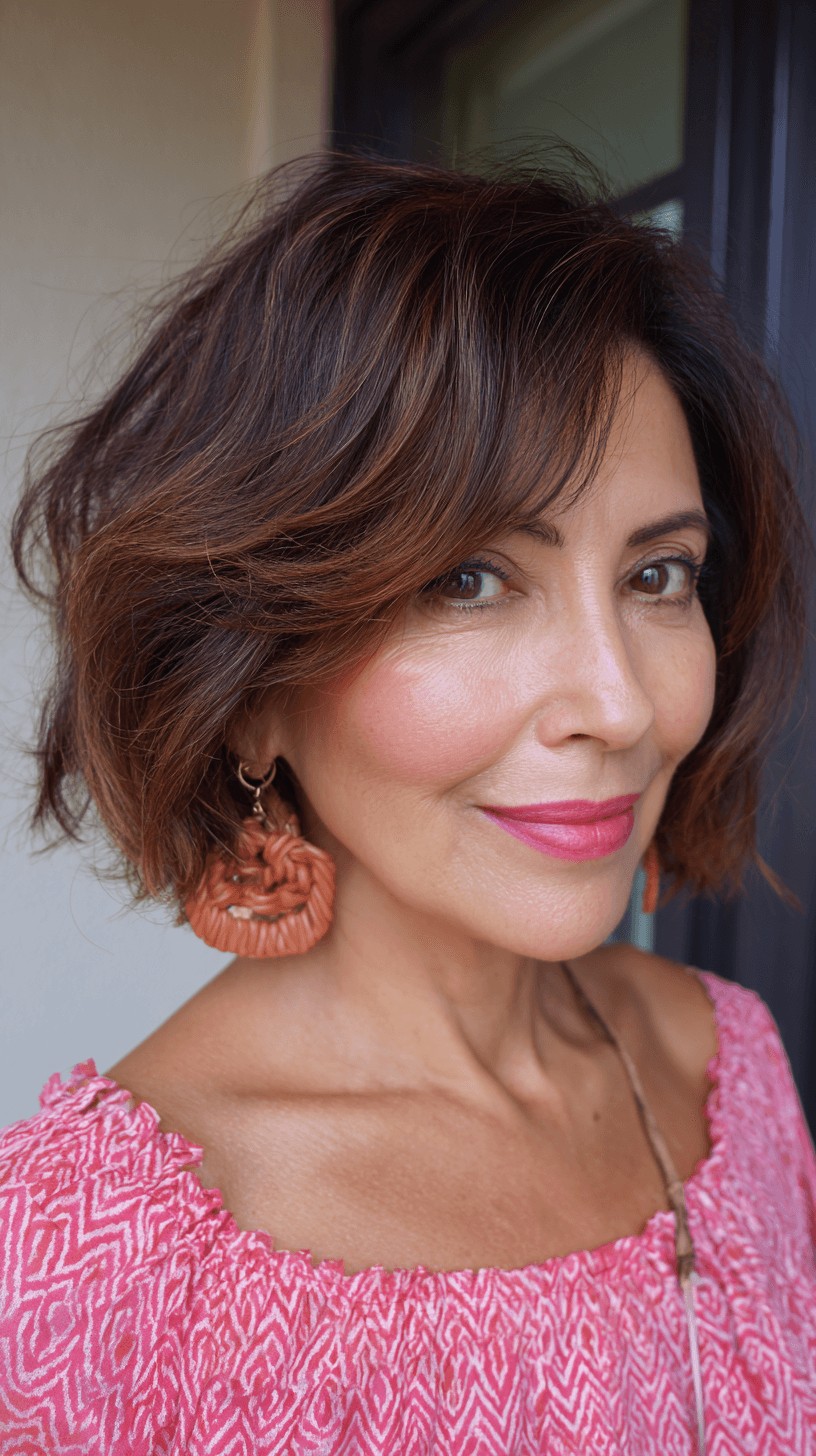 Softly Textured Bob with Subtle Warm Highlights
