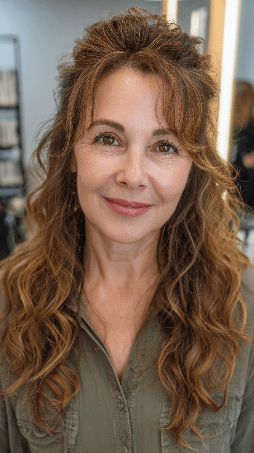 Softly Textured Curly Half-Up Hairstyle