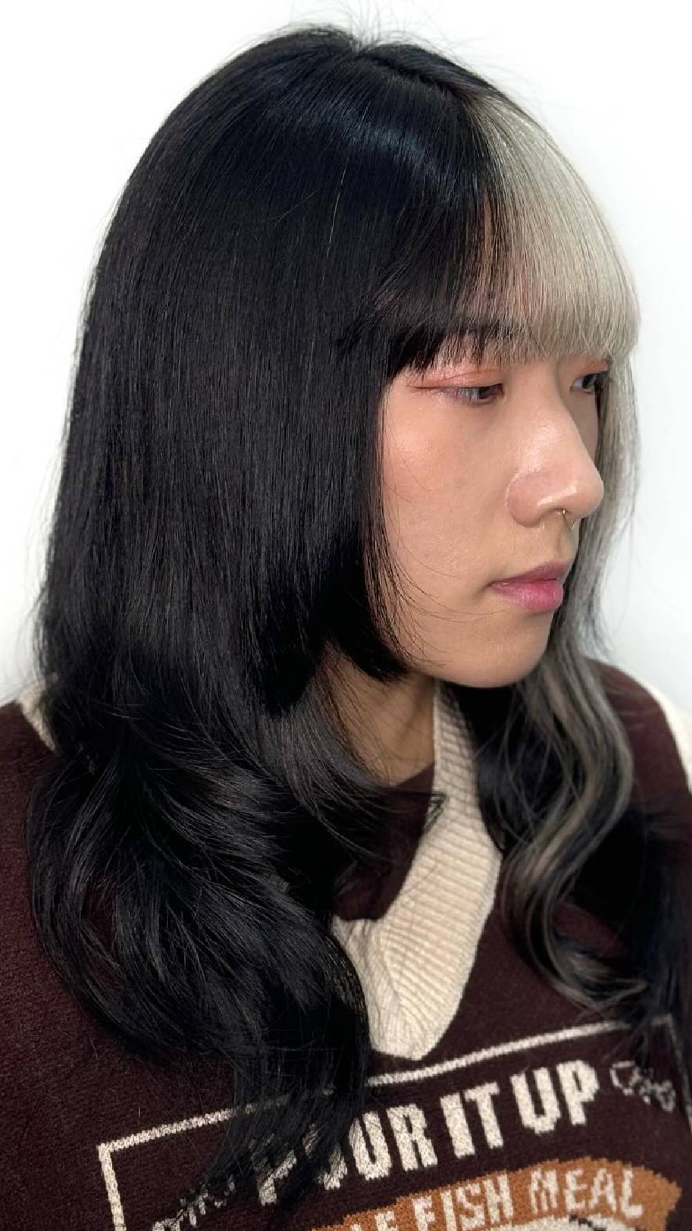 Striking Hime Cut with Bold Monochrome Contrast