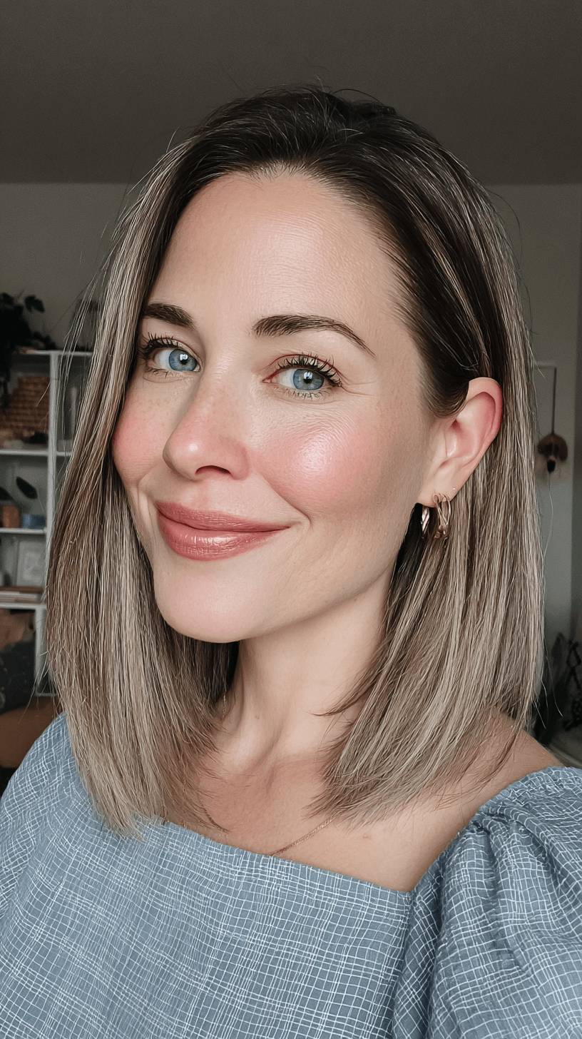 Stylish Blunt Lob with Subtle Face-Framing Layers