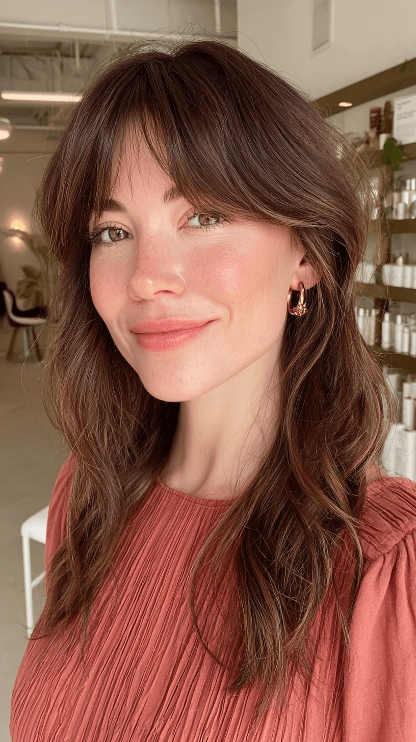 Stylish Long Curtain Bangs with Soft Layers