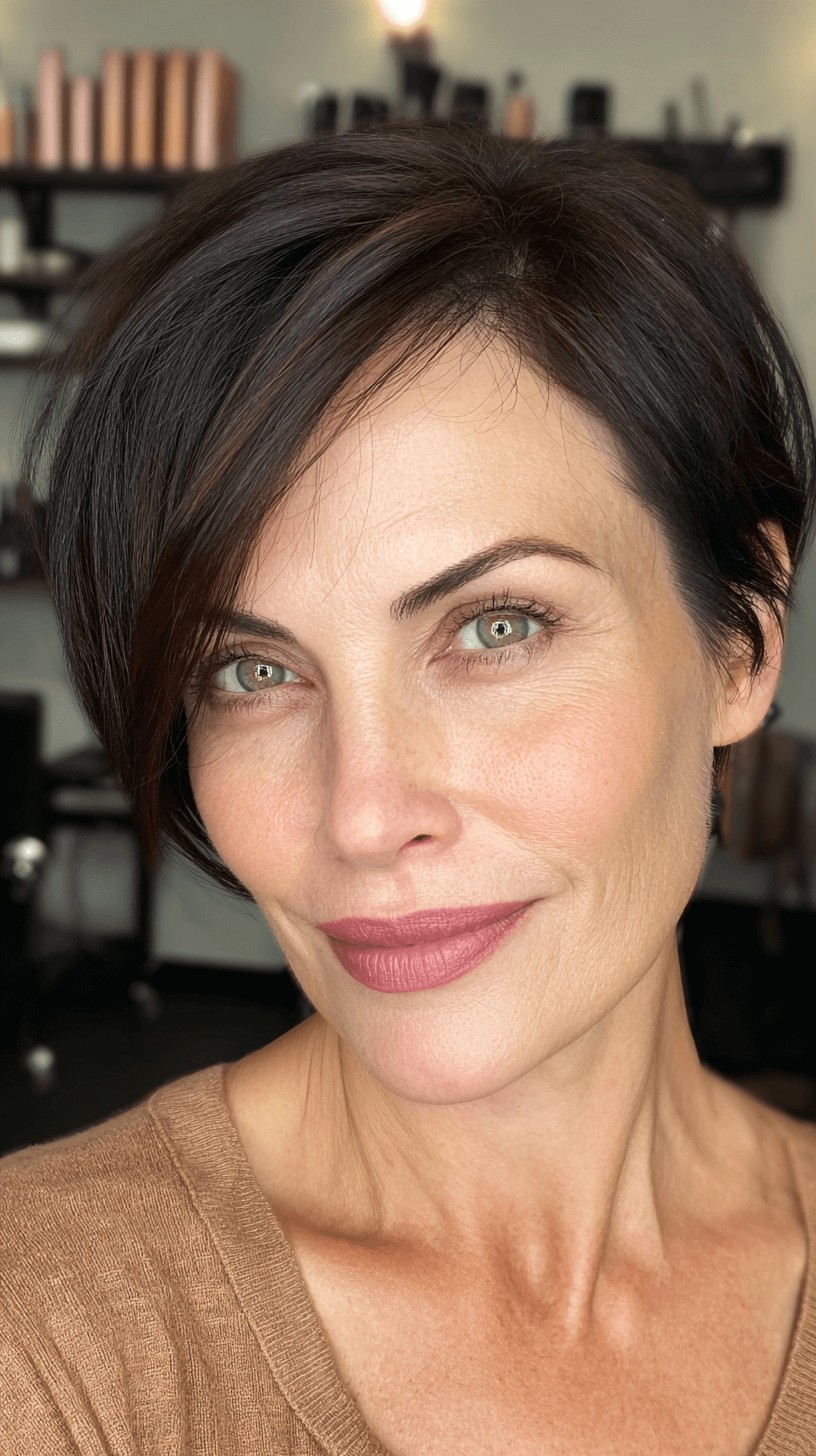 Stylish Short Asymmetrical Bob with Subtle Highlights