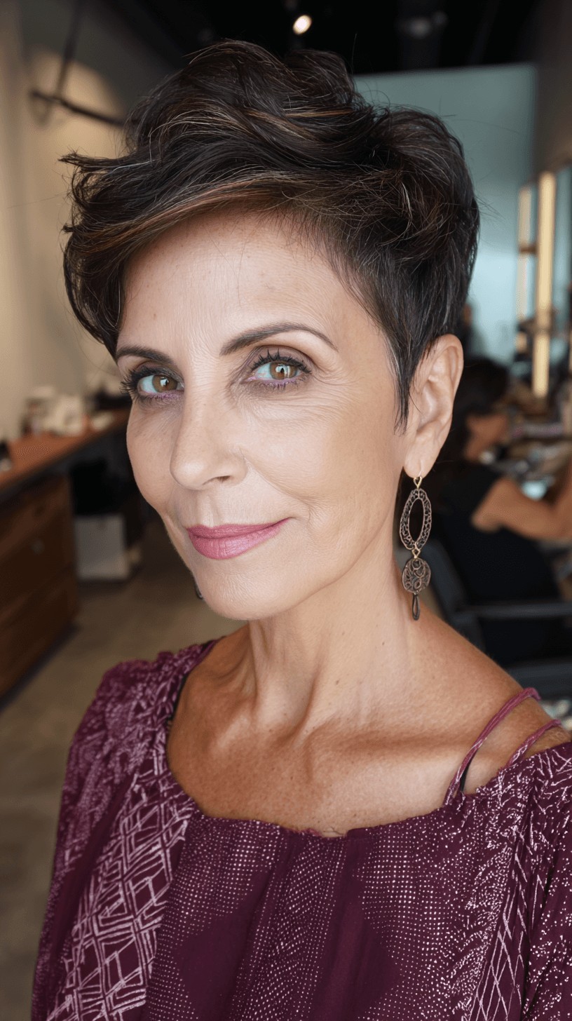 Stylish Short Textured Pixie Cut with Subtle Highlights