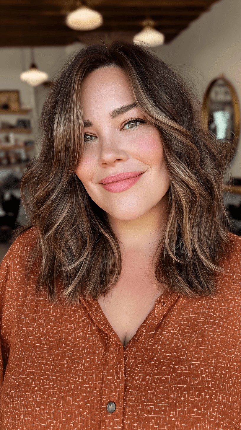 Stylish Textured Mid-Length Cut with Subtle Highlights