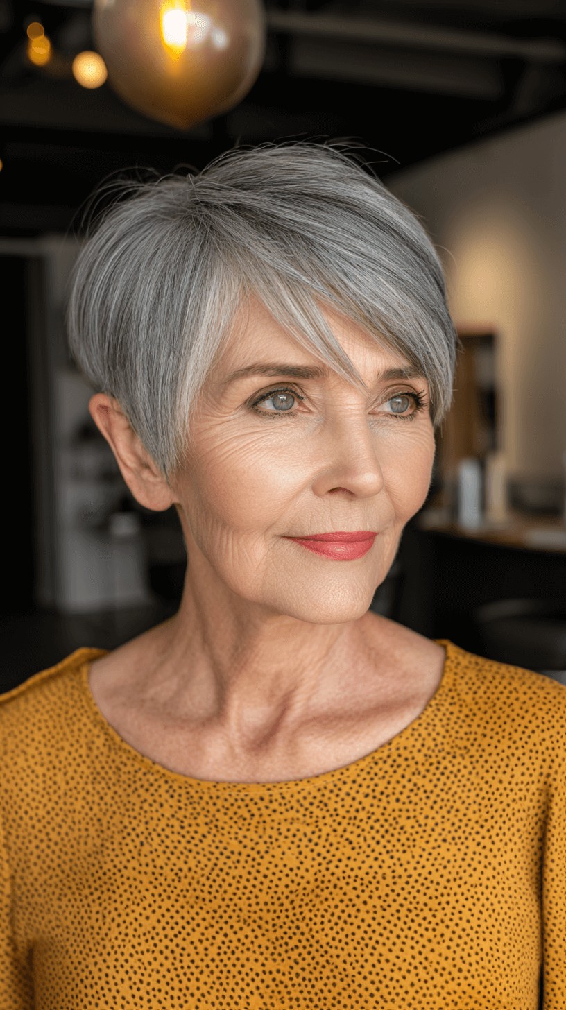 Stylish Textured Silver Pixie Cut