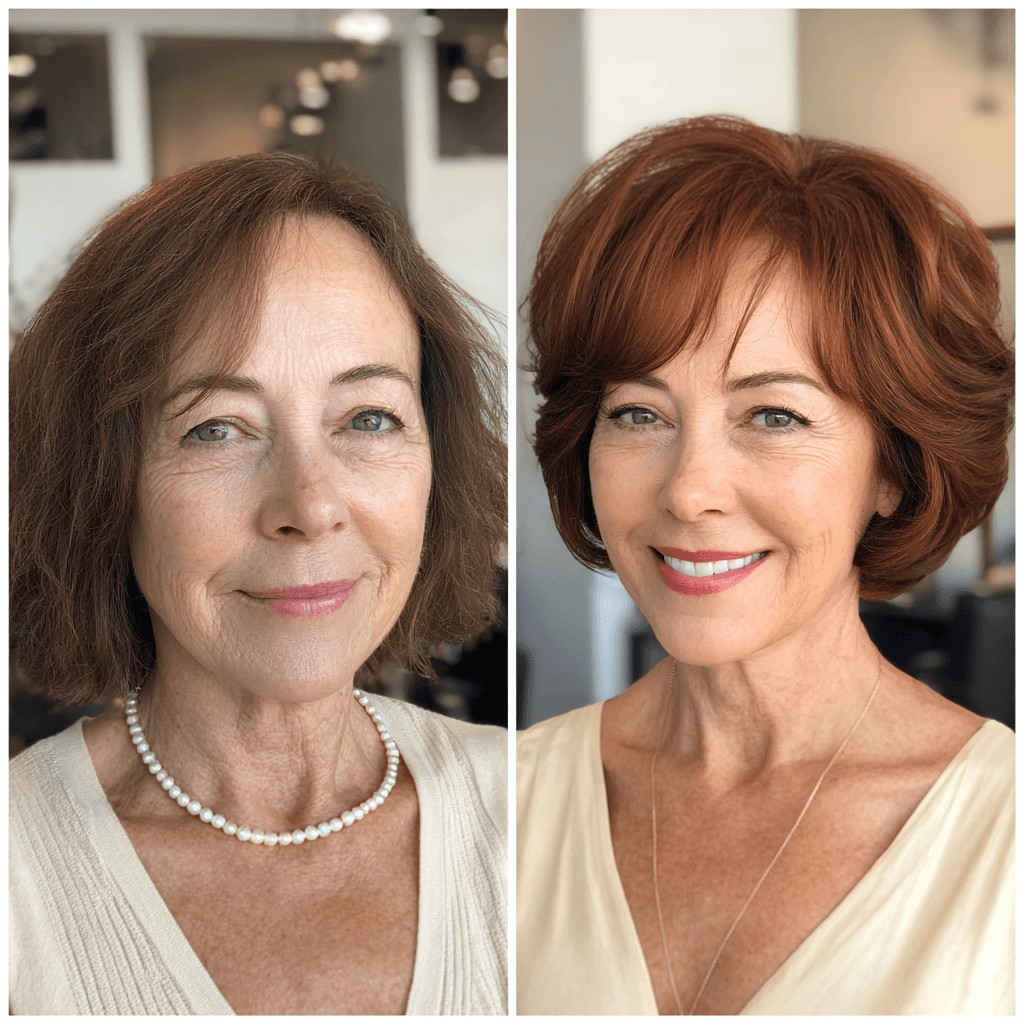 Stylish Voluminous Copper Bob with Soft Layers