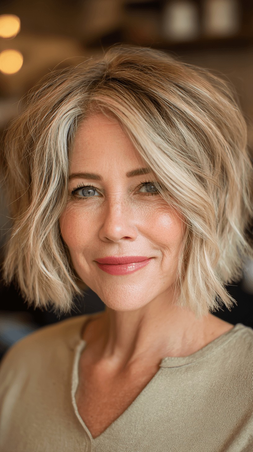 Textured Blonde Bob with Effortless Waves