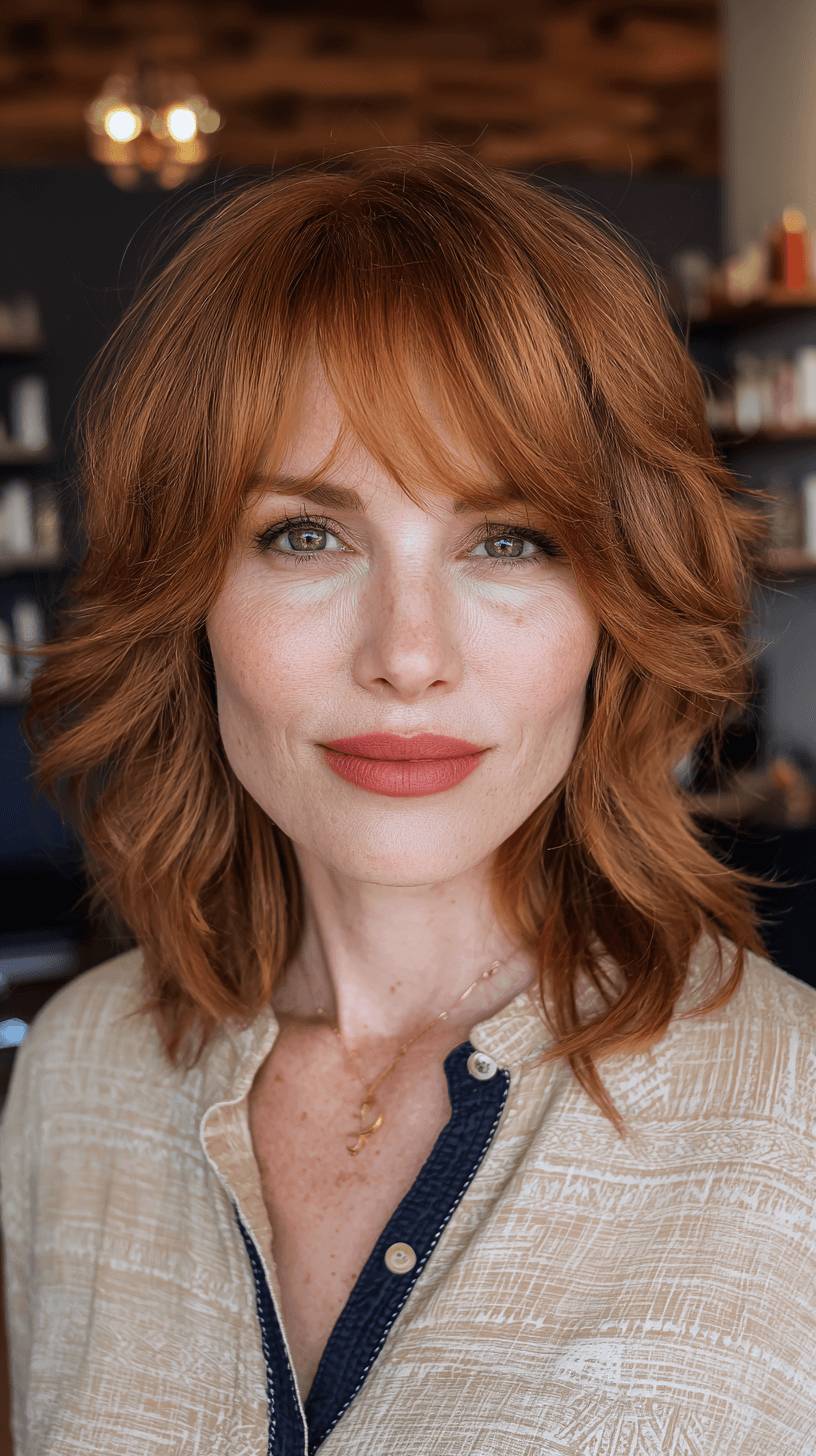 Textured Copper Shag with Soft Face-Framing Layers